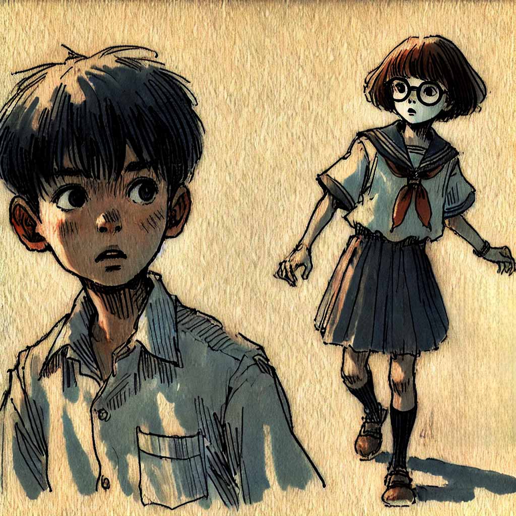 信じている男の子　疑っている女の子