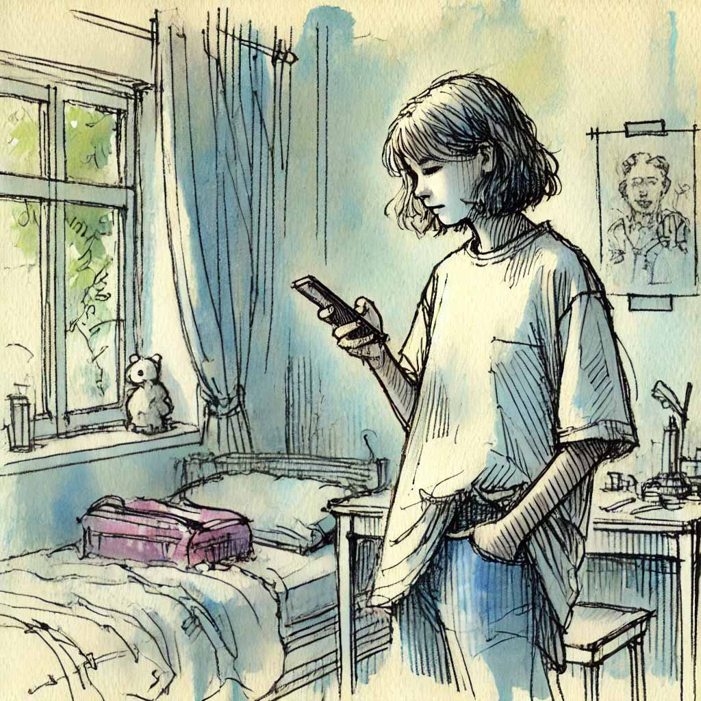 SNSをしている中学生女子