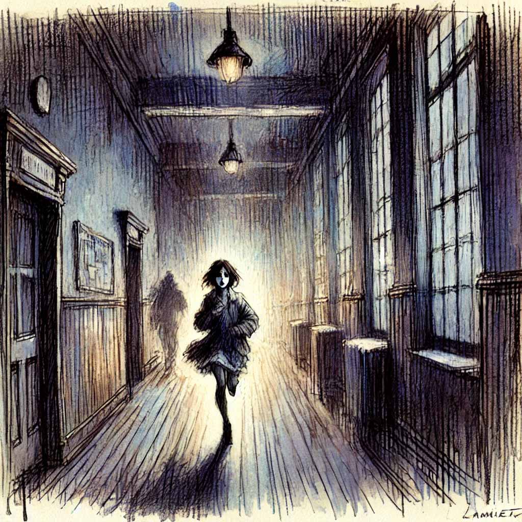 一人で逃げている女性