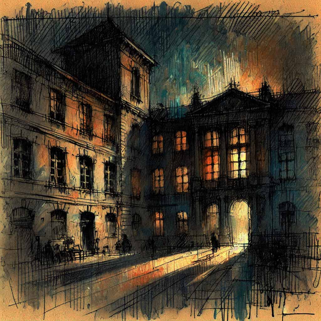 暗い真夜中の学校