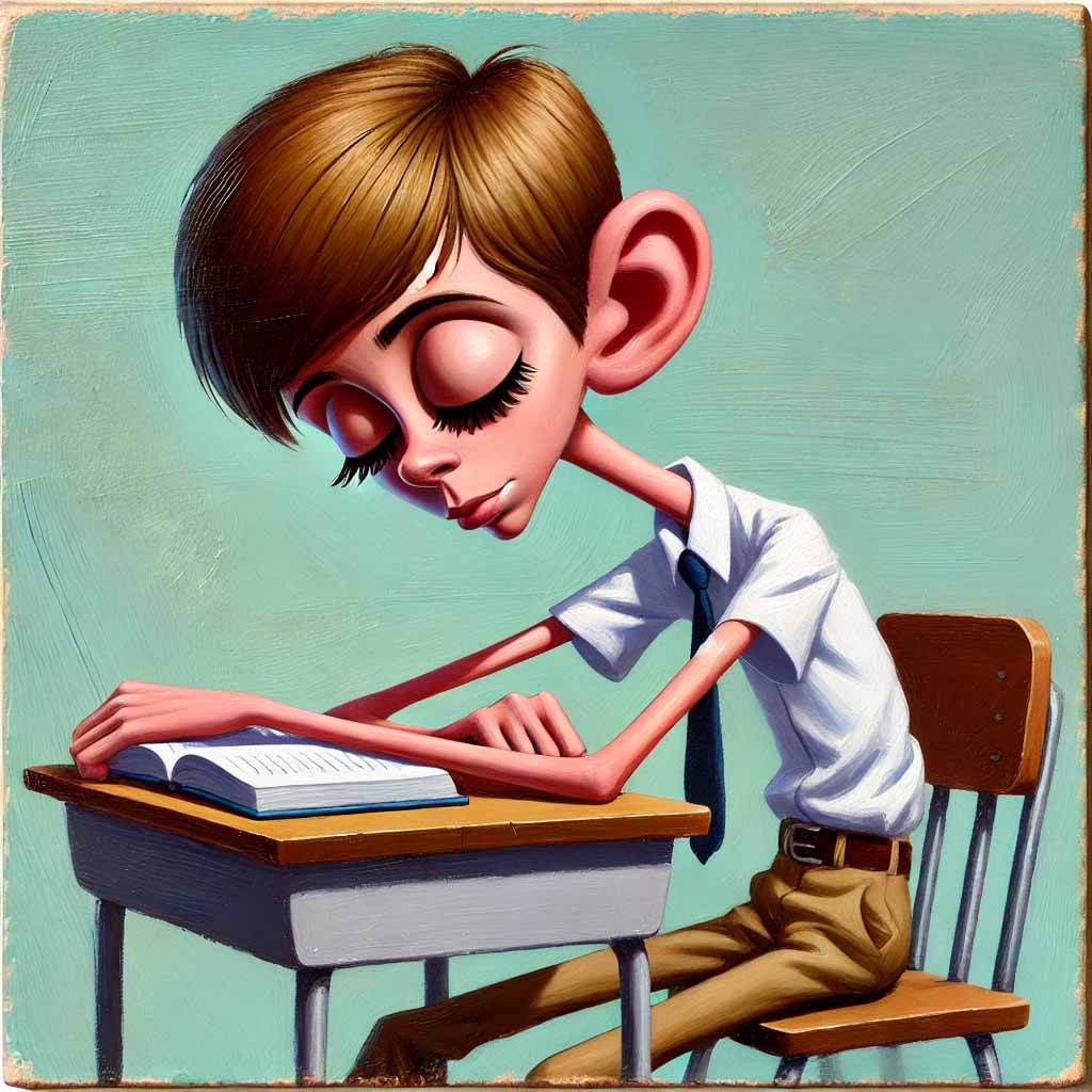授業中寝ている中学生男子