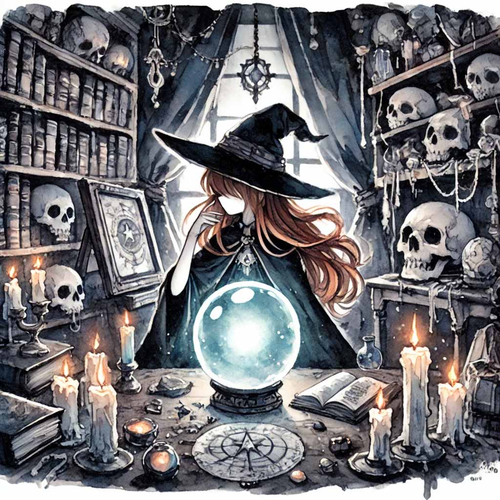 おまじないを教えている魔女