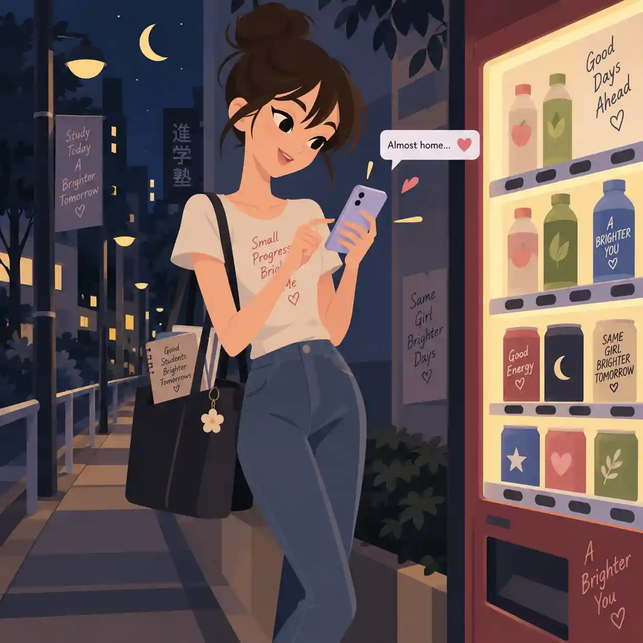 塾の帰りにメッセする女子