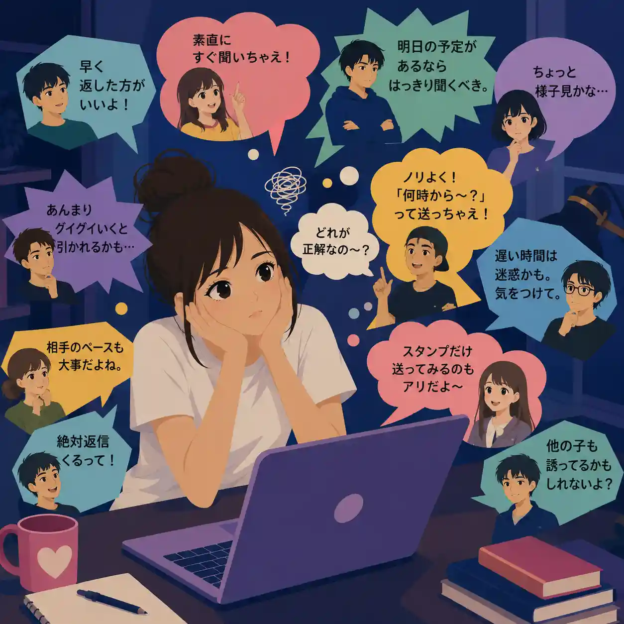 いろんな意見をPCで読んでいる女子