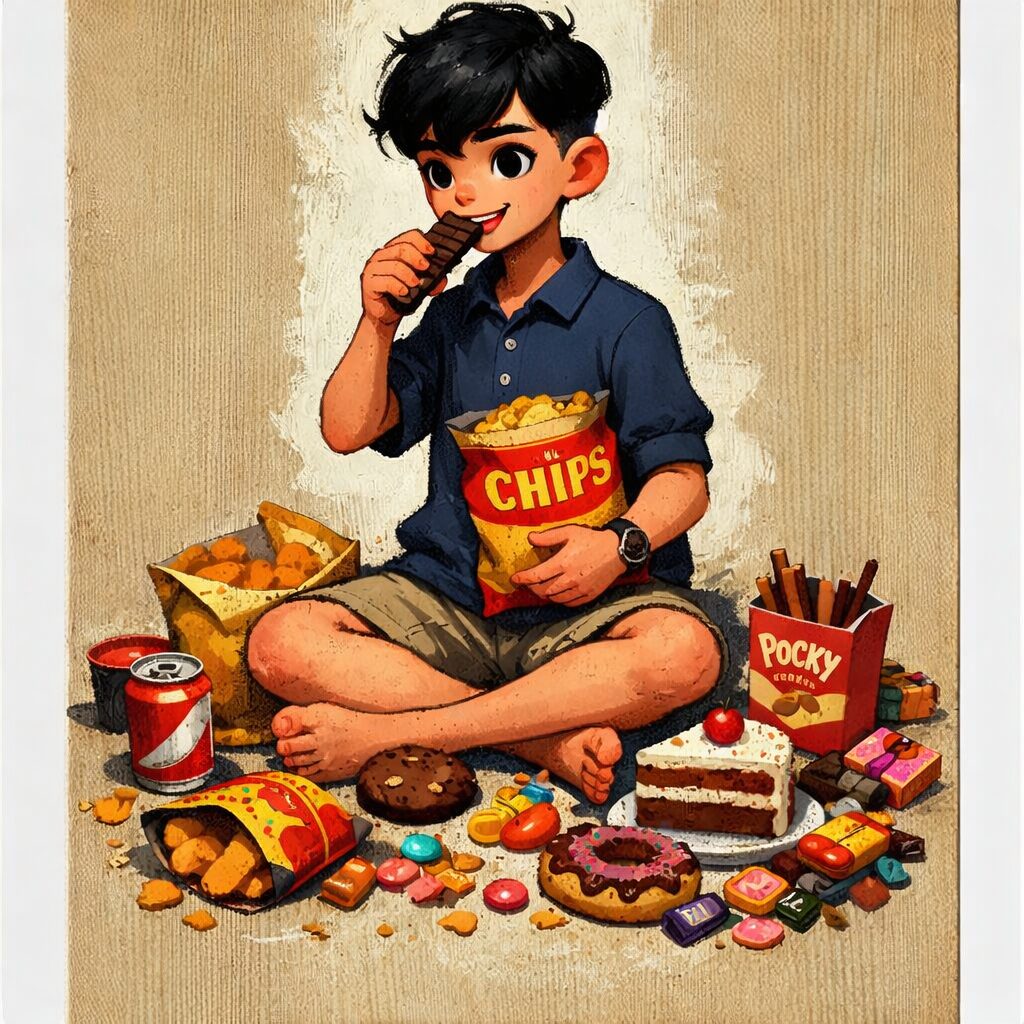 お菓子ばかり食べている男子