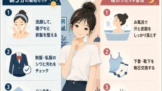 清潔感を作るルーティーンのインフォグラフィック