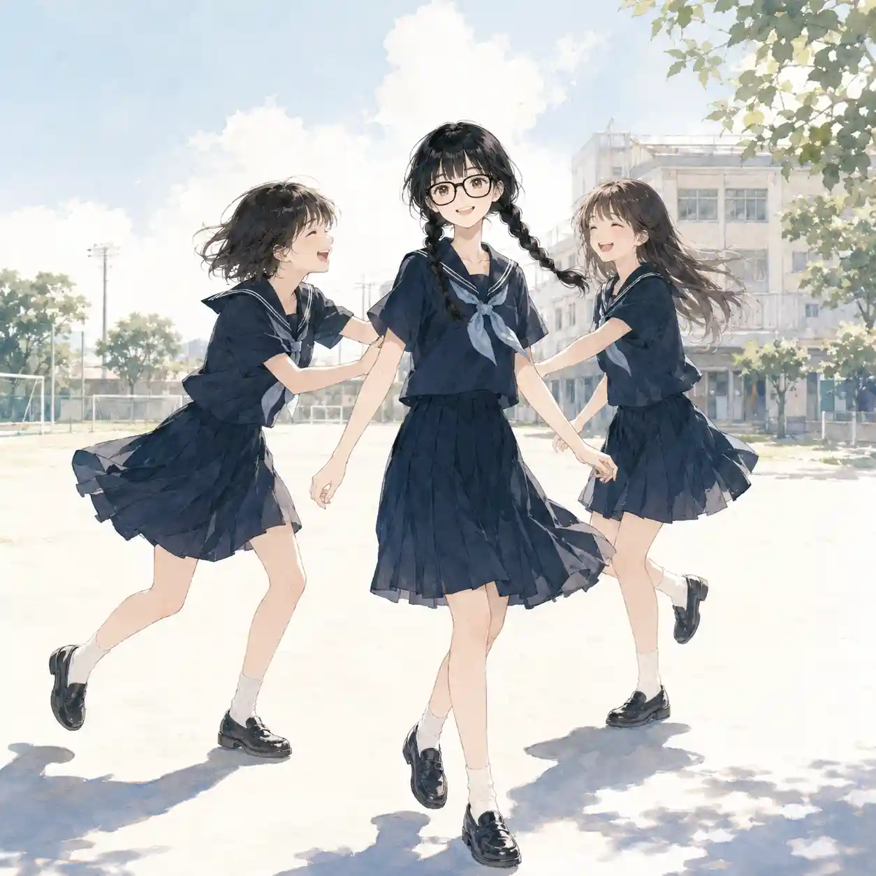 友達とふざけている女子