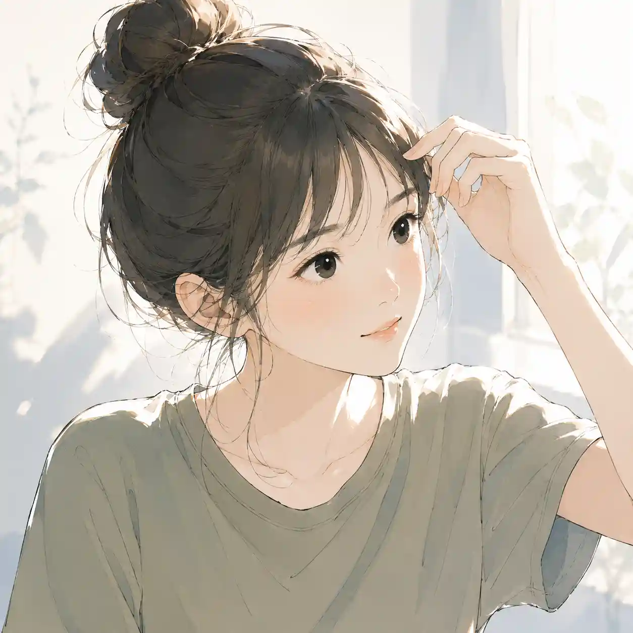 前髪を気にする女子