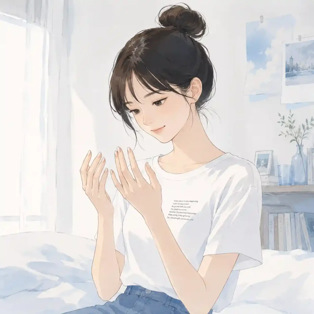 爪を気にする女子