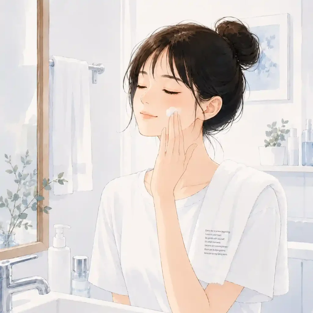 スキンクリームを塗る女子