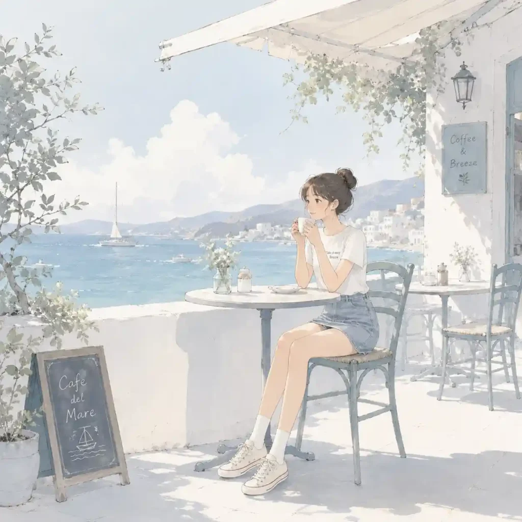 カフェでくつろぐ女子