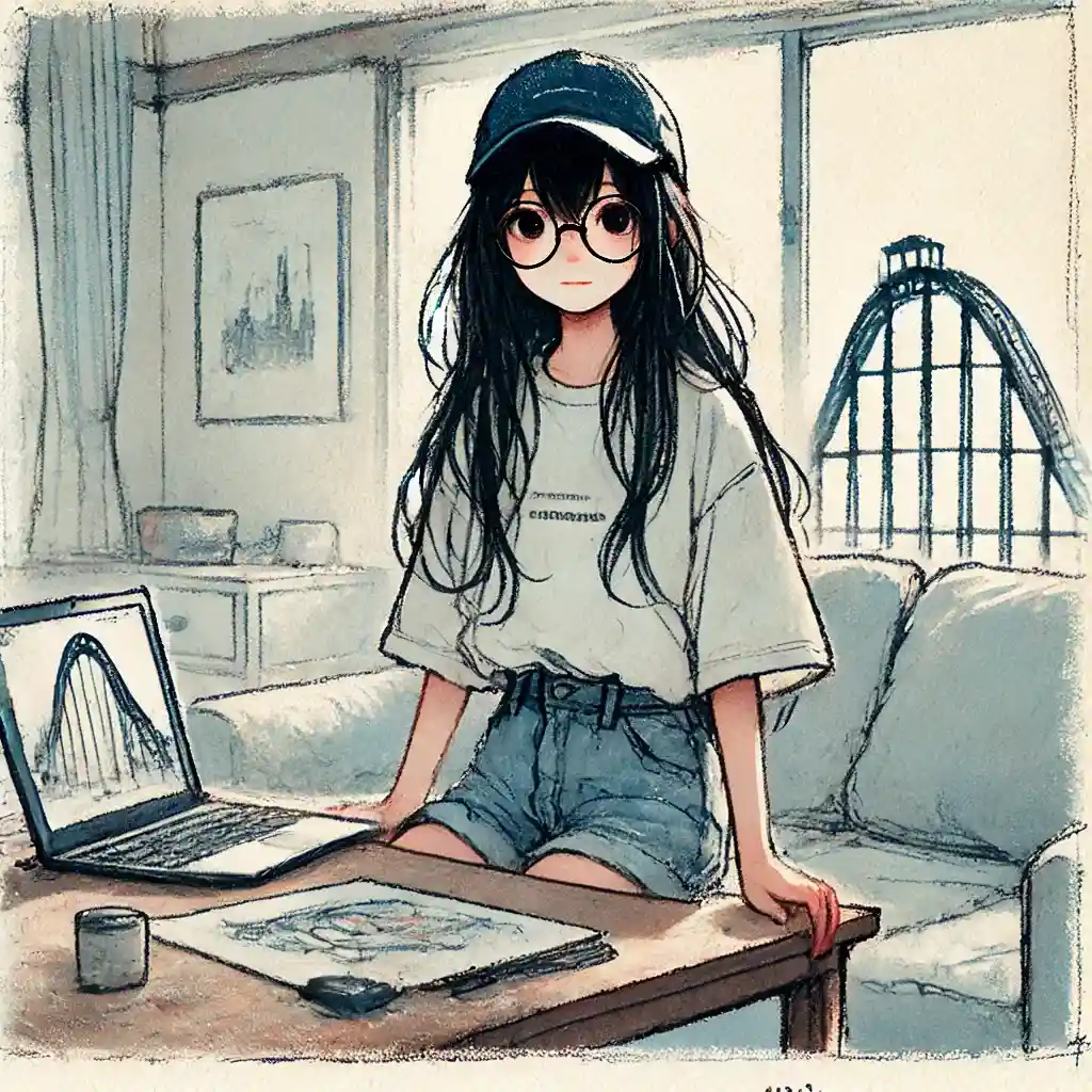 コースターを予習している女子