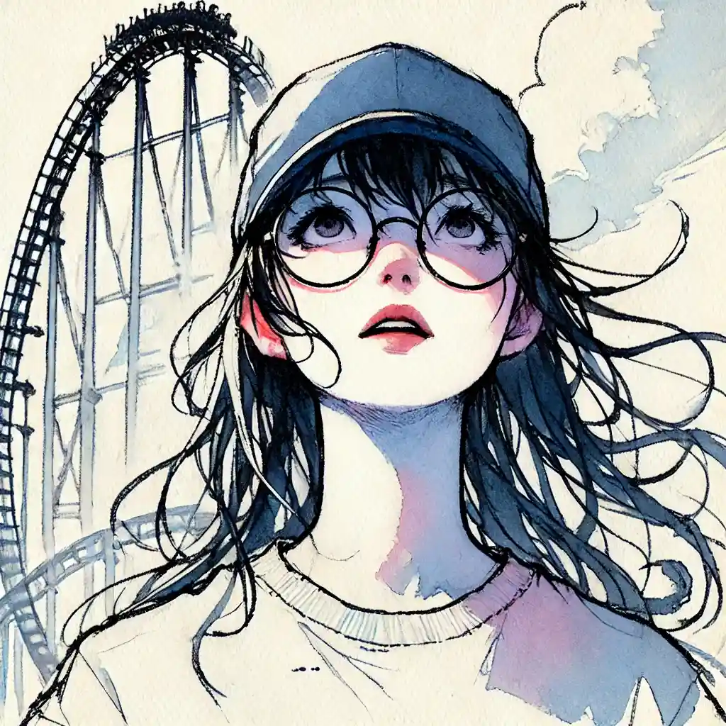 コースターを見上げている女子