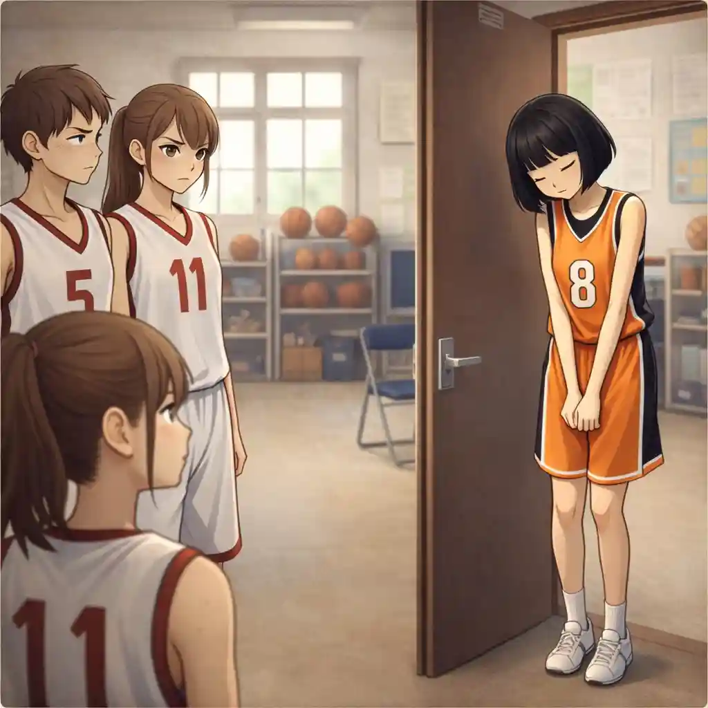 休んだことを誤っている中学生女子