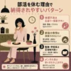 部活を休む理由で納得されやすい4つのパターンをまとめた図解