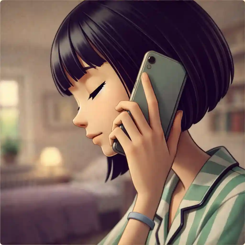 電話かけている中学生女子