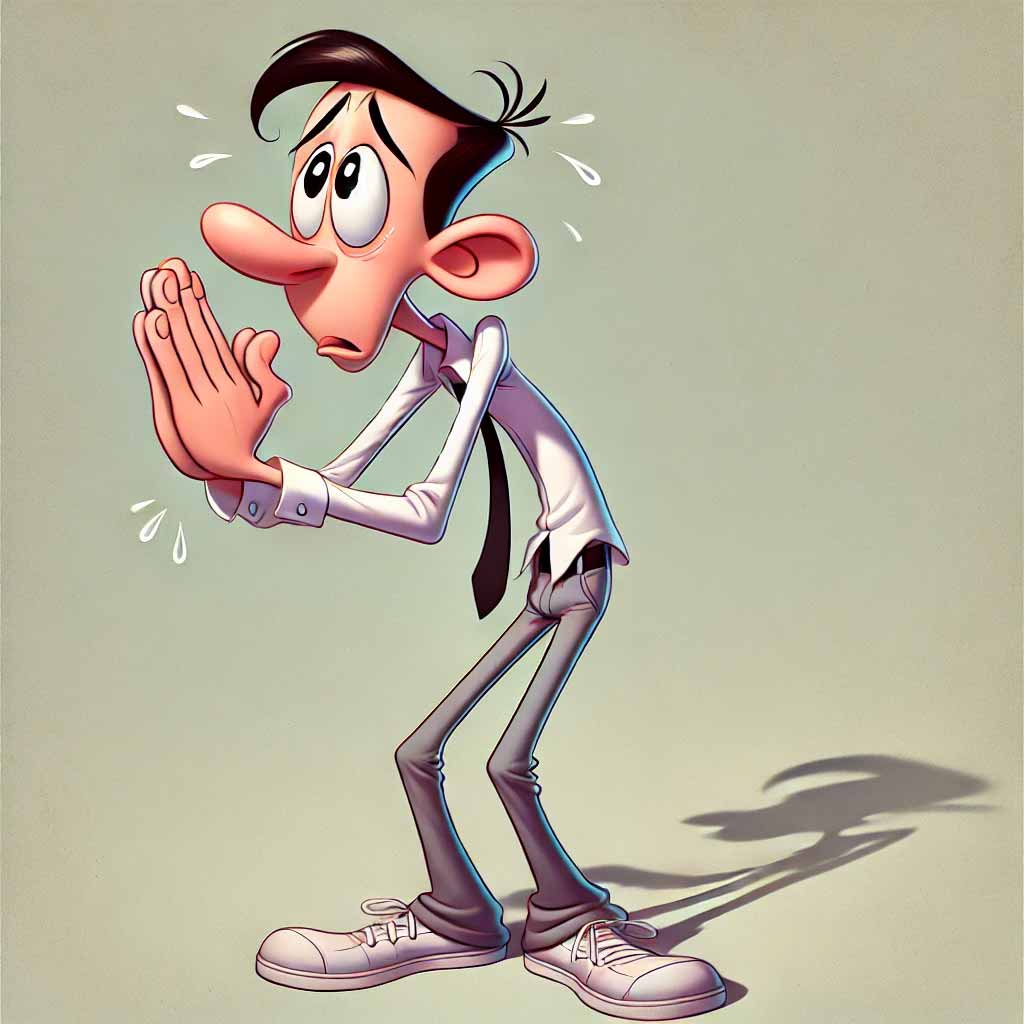 許してのポーズの中学生男子