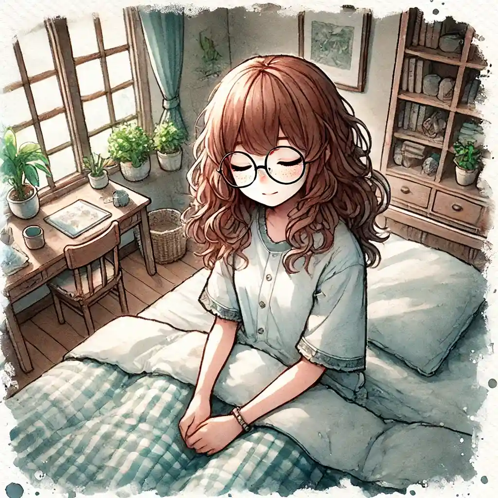 寝ようとしている中学生女子