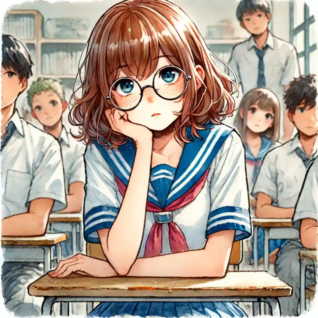 不安になっている中学生女子