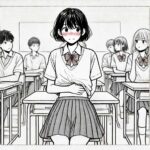 授業中お腹が鳴って恥ずかしそうな中学生女子