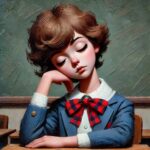 授業中寝ている少女