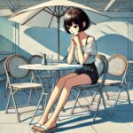 オープンカフェの少女