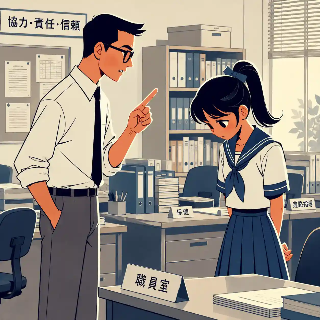 サボって顧問に怒られる女子