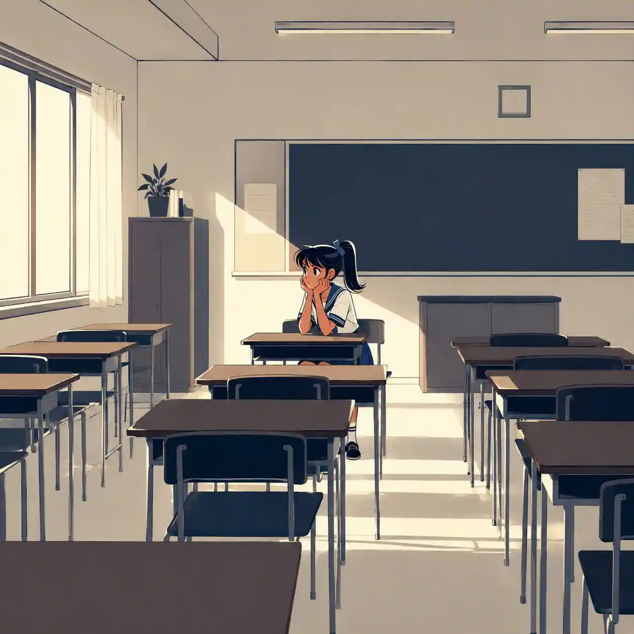 悩んでいる女子