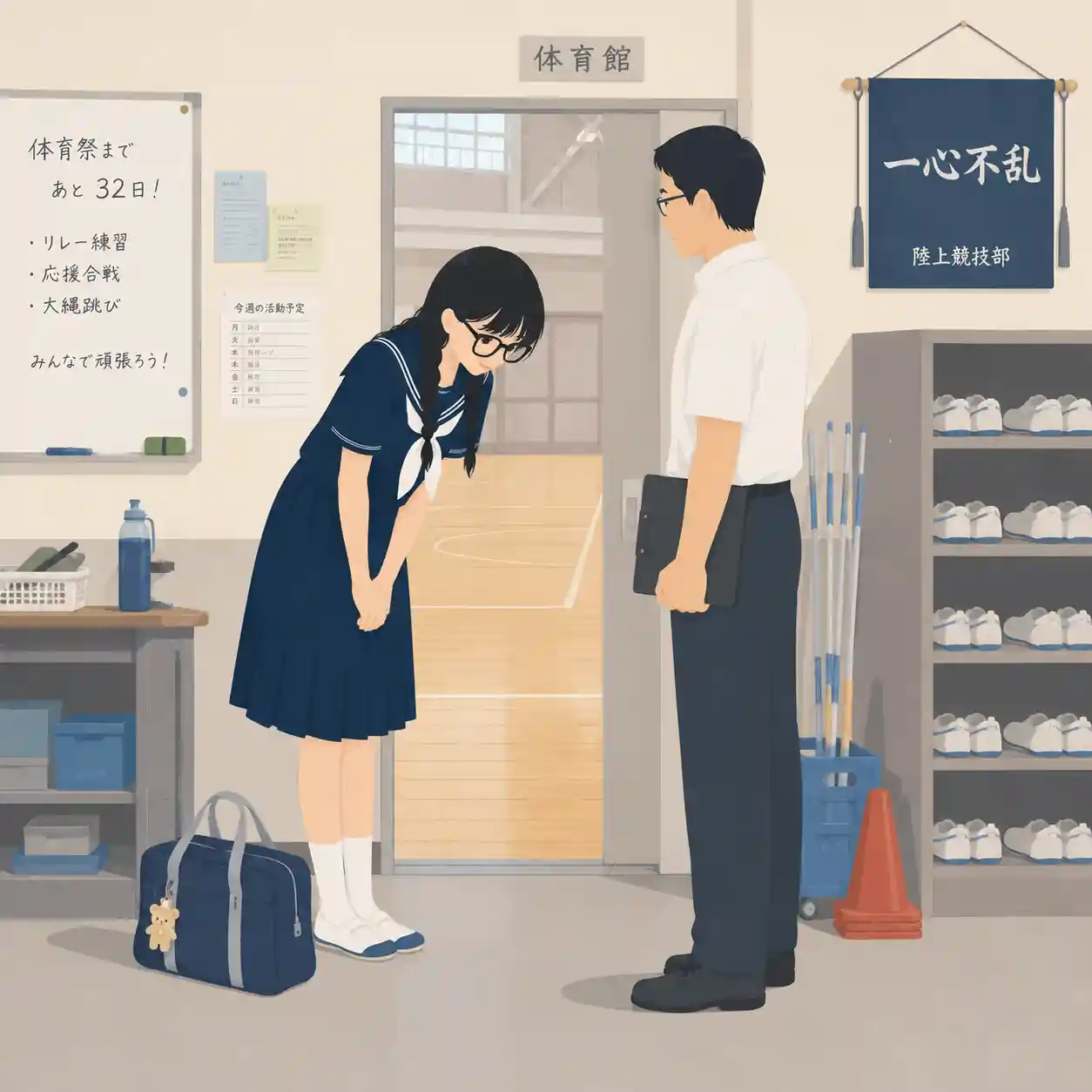 顧問に謝る女子