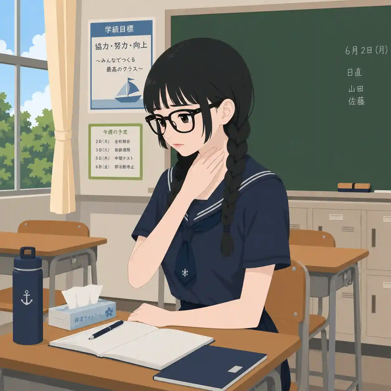 喉に違和感を感じた女子