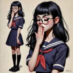 あくびをする女子