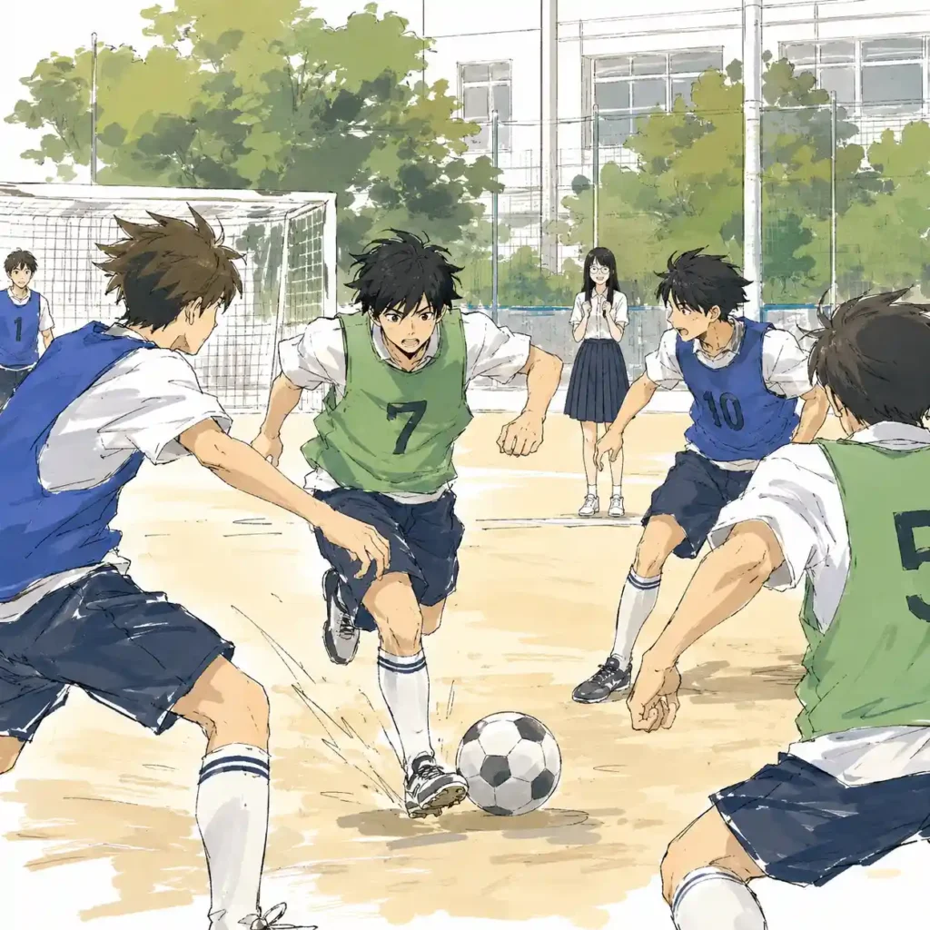 激しい試合 見守る女子