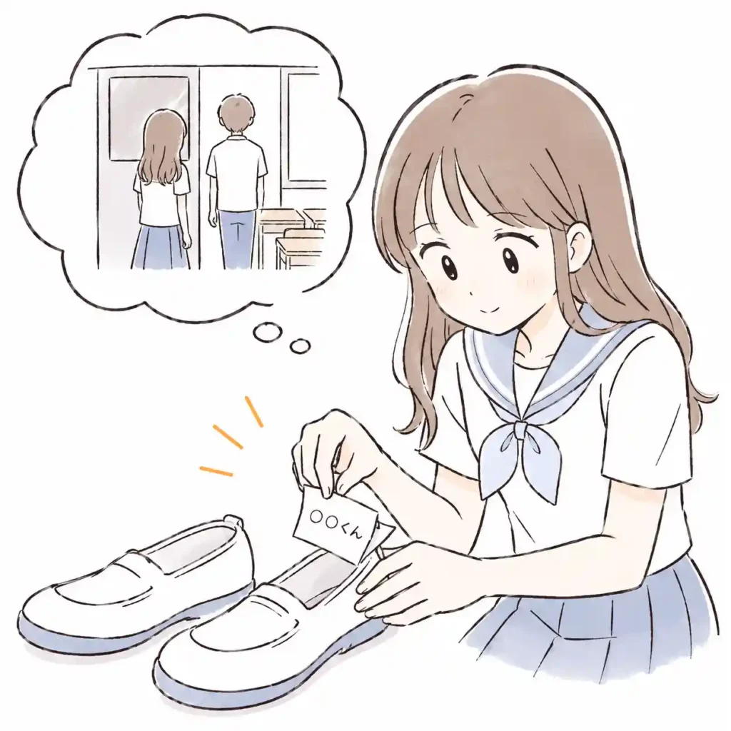 靴の中にメモを入れるおまじない
