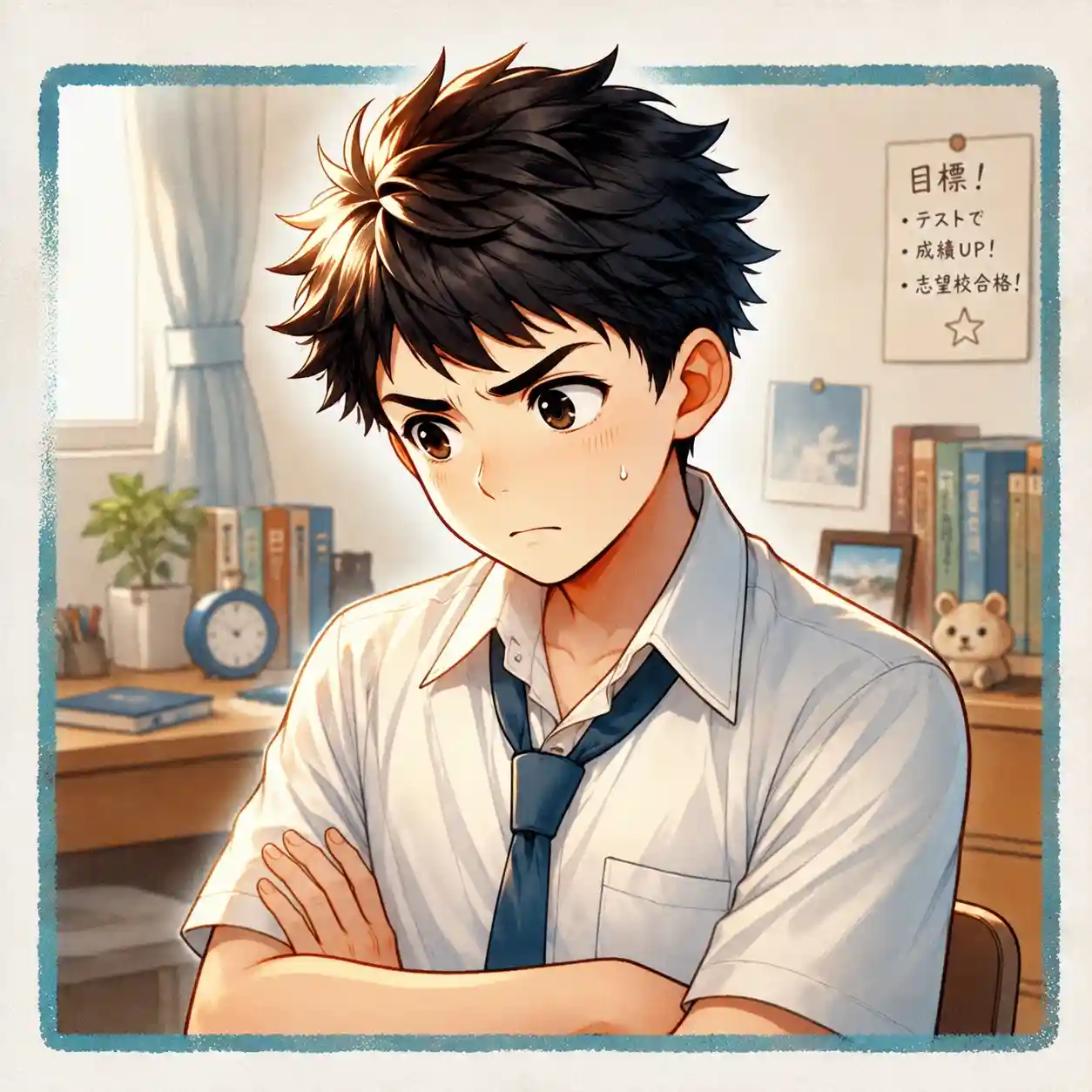 休むかどうか考えている男子