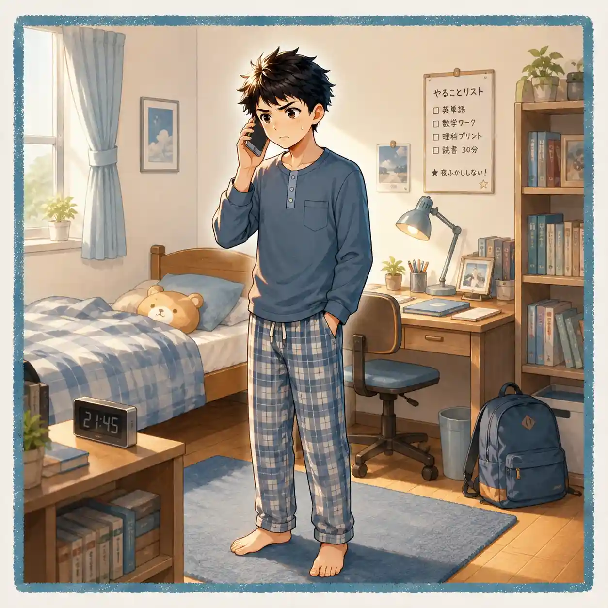 部活休む電話を入れる男子
