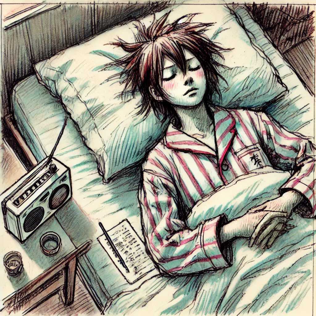ラジオを聴いている中二病の男子