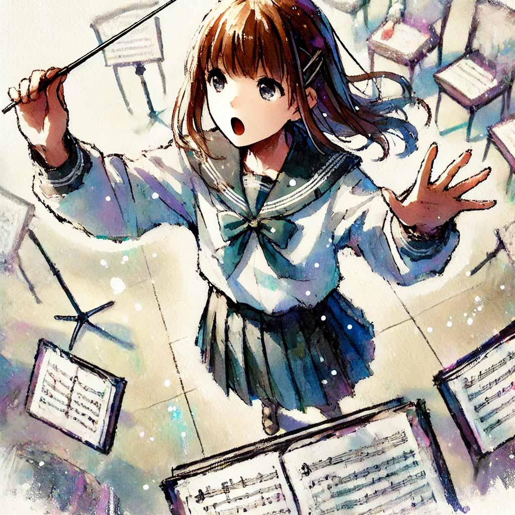 指揮をしている中学生女子