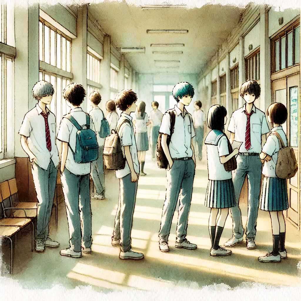 スローガンを考えている中学生たち