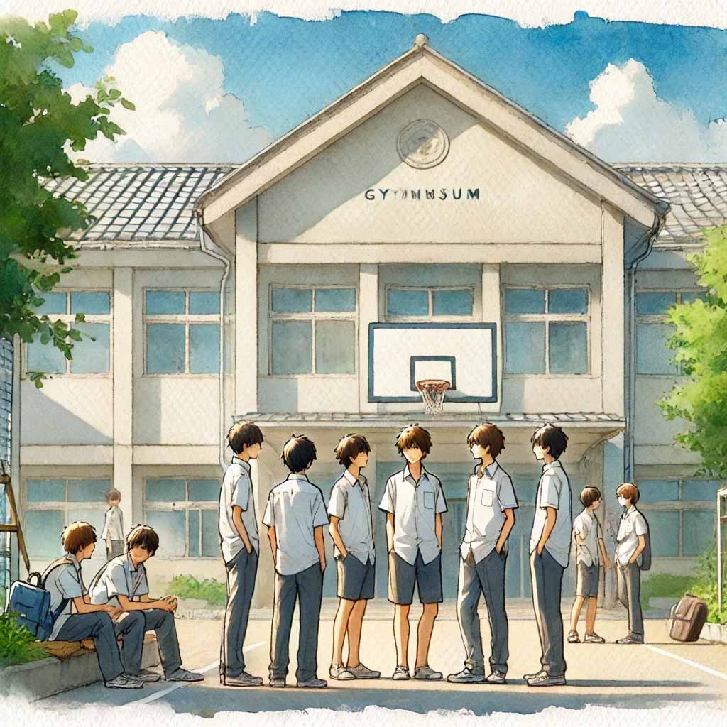 スローガンを考えている中学生たち