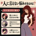人に言えない悩みを、広まる不安・否定される怖さ・心配をかけたくない気持ちで整理したインフォグラフィック図解