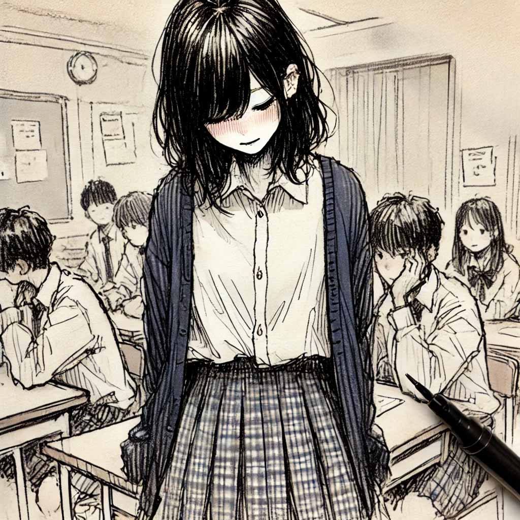 みんなの前では意見が言えない中学生女子