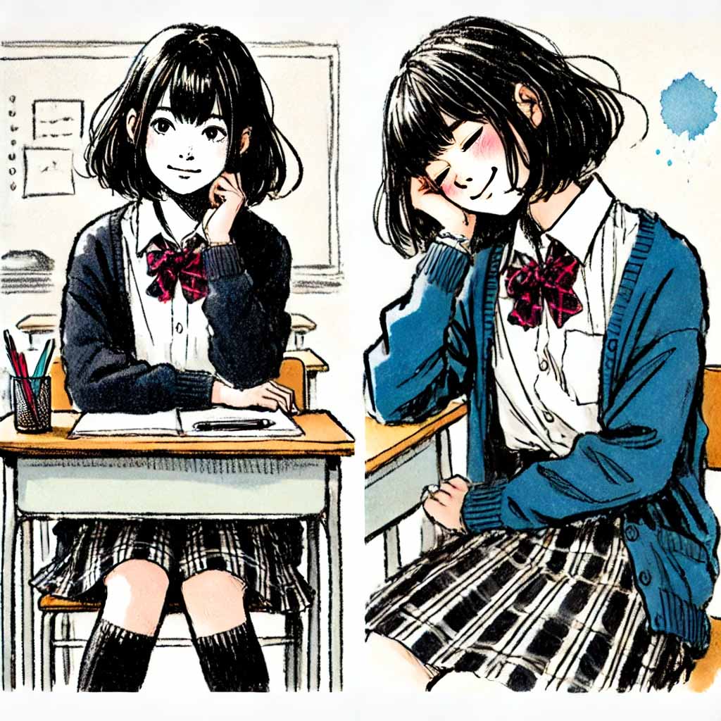 どう言おうか考えている女子中学生