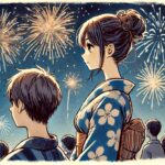 花火大会で告白ムードを作る中学生女子