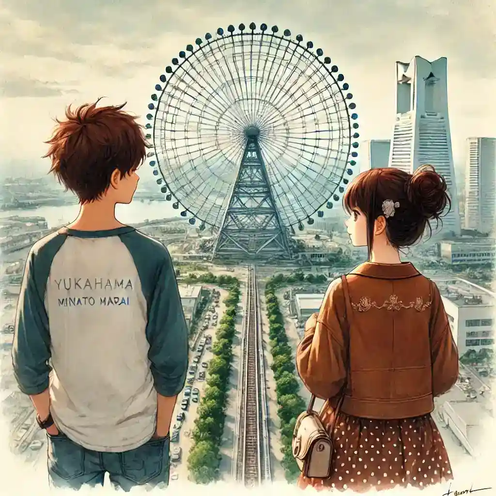 みなとみらいでデート中の中学生女子