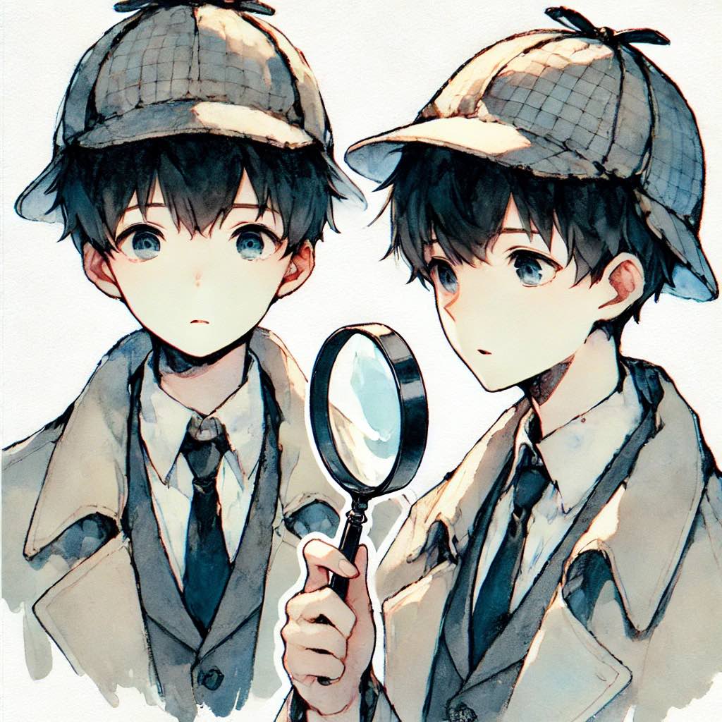 名探偵の扮装の中学生男子