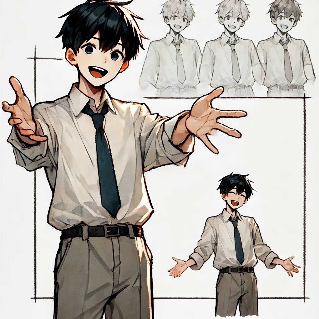 お礼を言う中学生男子 