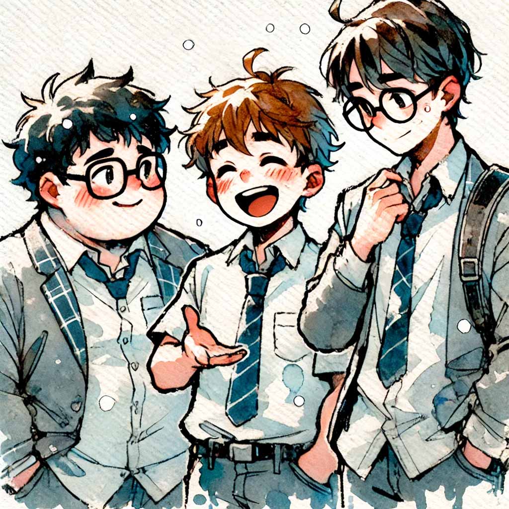 オタクな男子三人　中学生