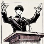 演説する中学生男子