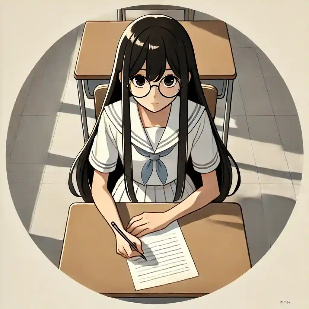 演説を考えている女子