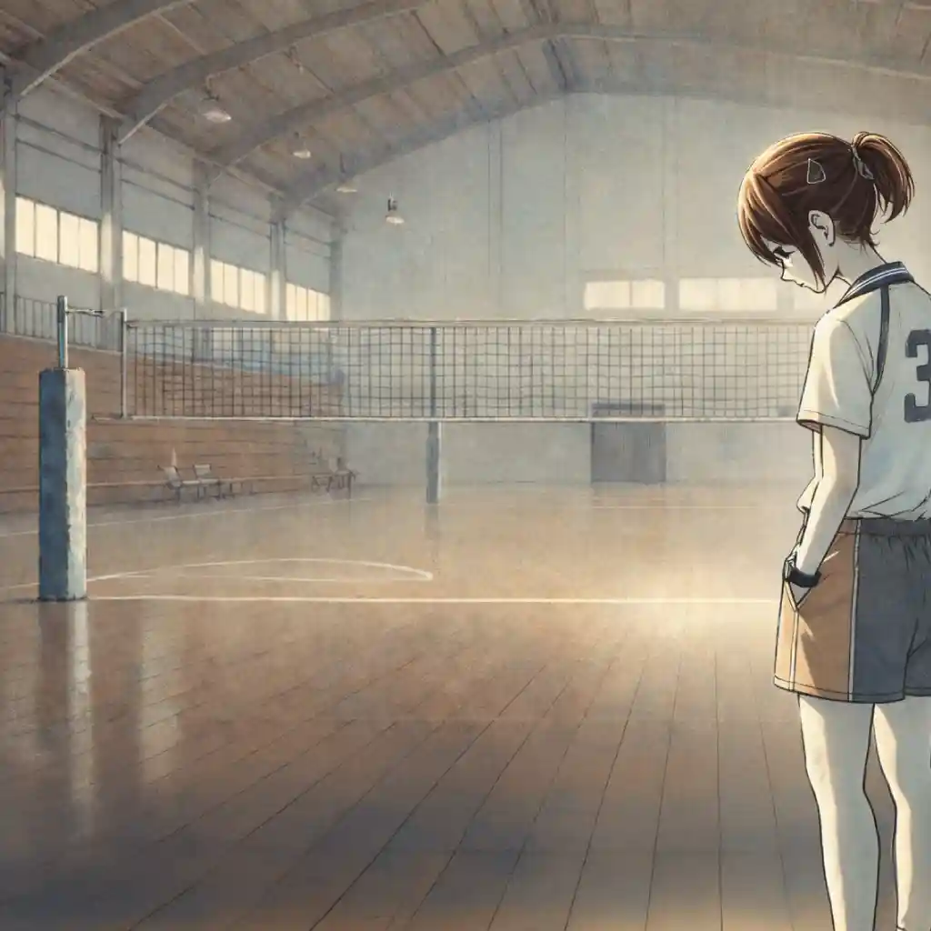 試合に負けた後バレーコートで